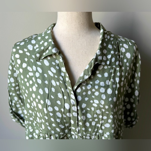 NWT | Kori America | Spotty Dot Babydoll Dress | Sage | Small - Picture 2 of 7